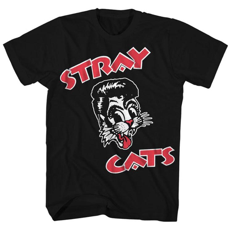 

New 1979 Stray Cats Rock Cat Head Logo Short American Retro Mens ShortSleeved TShirt L
