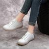 Fashion GKTINOO 2025 New Spring Women Flat Shoes Lace Up Round Toe Genuine Leather Flats Women Casual Shoes Soft Bottom Ladies Shoes