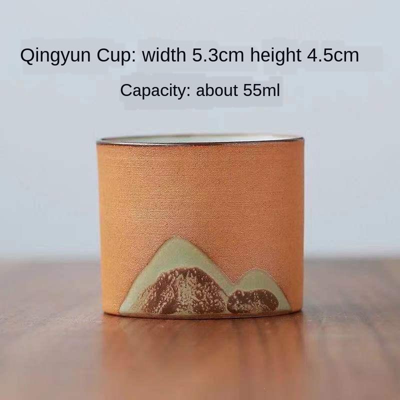 Hand-Painted Zen Tea Cup Handmade Retro Chinese Style Stoneware Master Cup Ceramic Kung Fu Tea Set Ceramic Cup Small