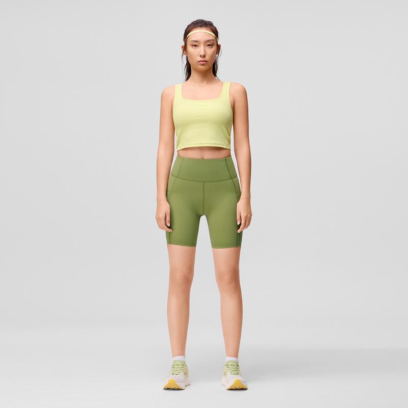 Saucony Solid Low Waist Butt Lifting Sports Shorts Women shorts Dark-Brown-Green SC1249007DY-GE151