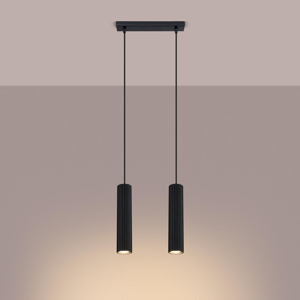 Lampa Wisząca Karbon 2 Gu10 Czarny Alu Sollux Sl.1574