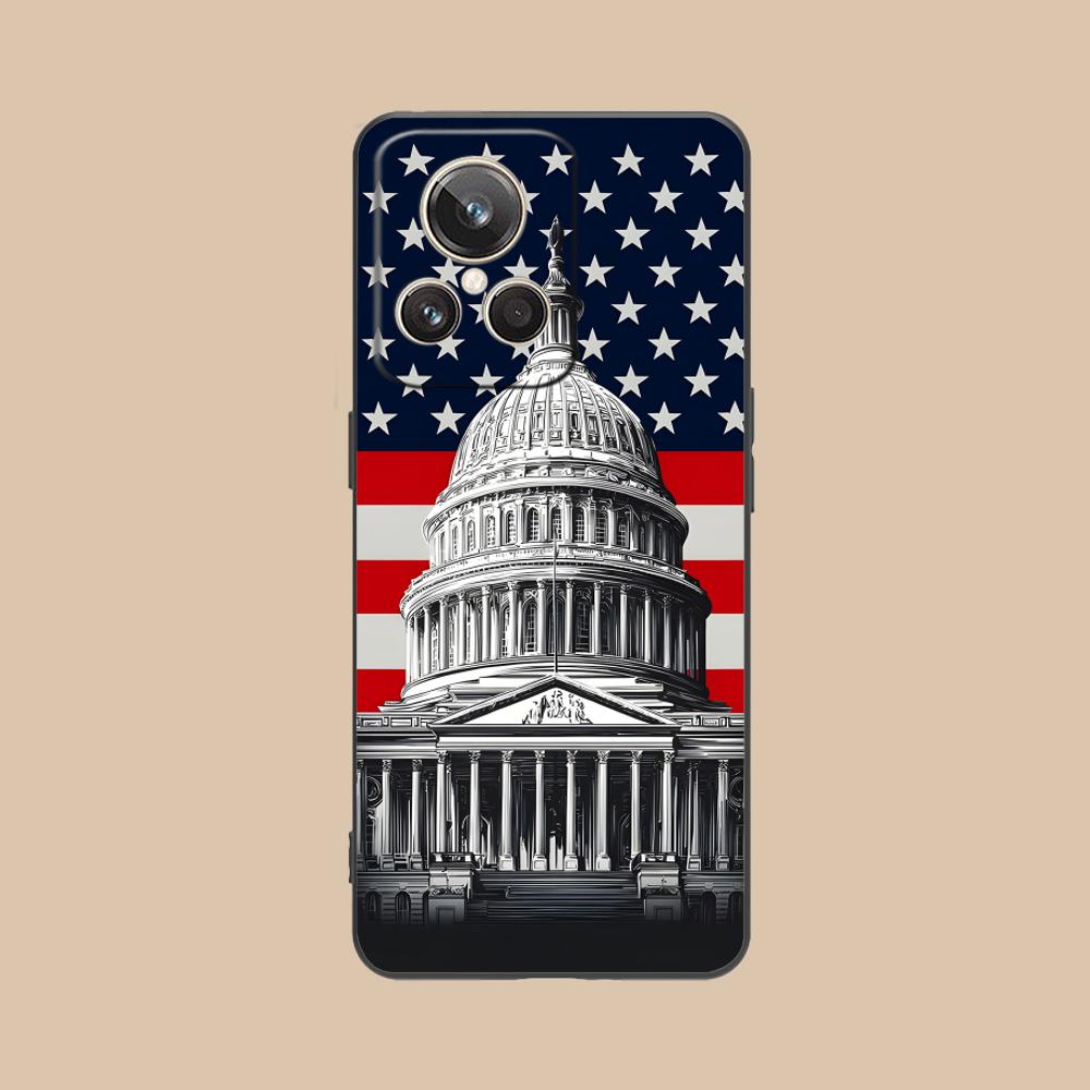 USA America Flag Matte TPU Mobile Phone Case for Realme 15 14 13 12 11 10 9 Pro Plus T i Lite 5G Colorful Printing Cover