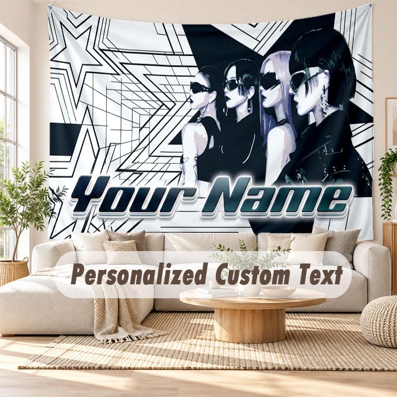 Custom Name Wall Hanging Tapestry,aespa Decorative Backdrop Tapestry For Dorm Home