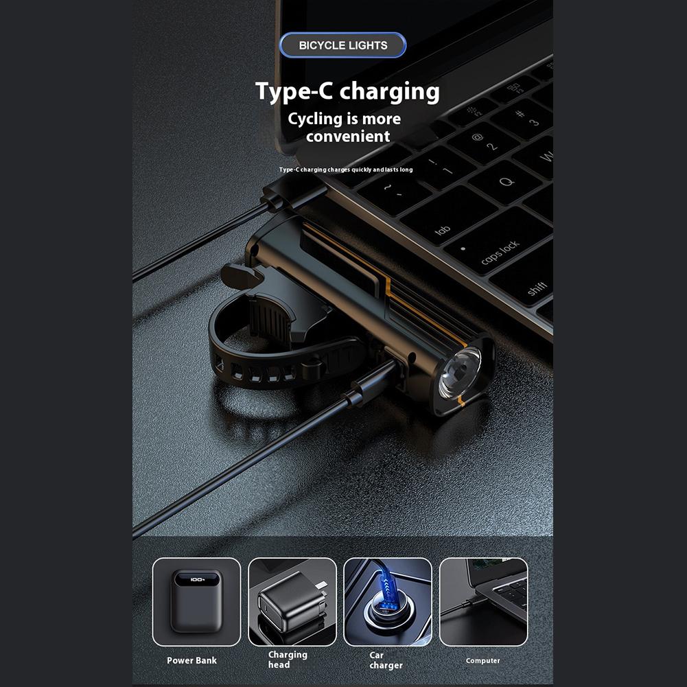 Bike Light 5 Levels Dimming Light IPx5 Waterproof Type-C Charging Automatically Adjusts Lighting High-Definition For Riding