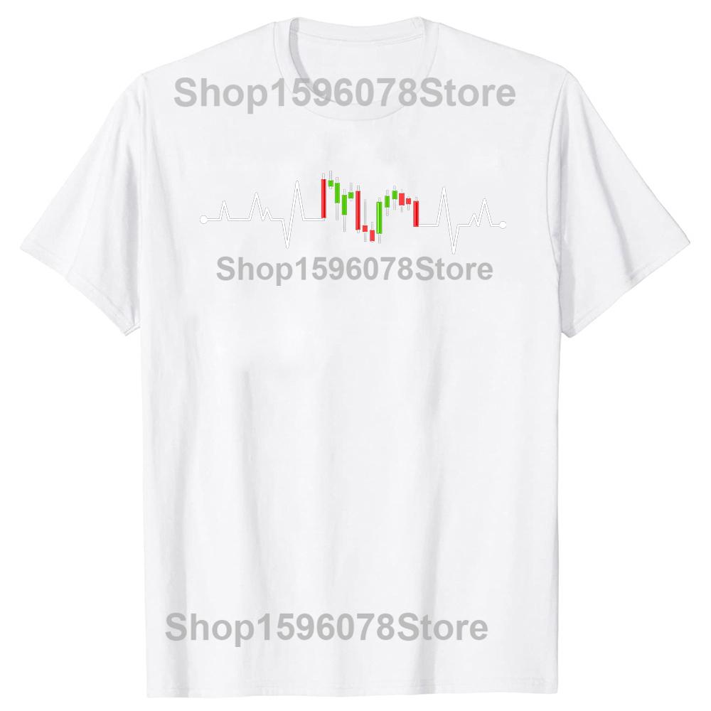 Day Trading Stock Exchange Share Price Heartbeat Trader Tshirts Men Print Loose Oversized Streetwear Hip Hop Unisex T Shirt