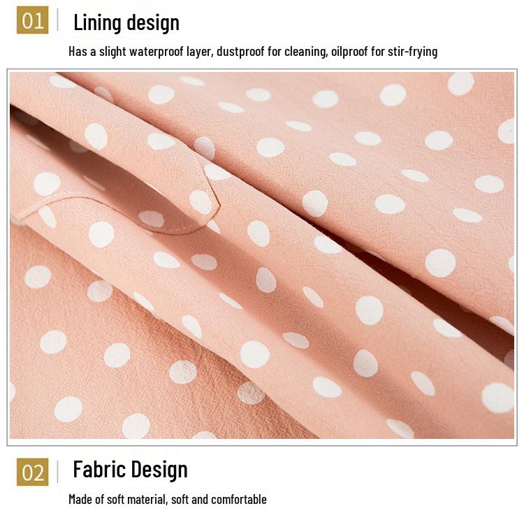 Cute Japanese Style Polka Dot Apron: Breathable, Hanging Neck, Waterproof & Oil-Proof for Kitchen.