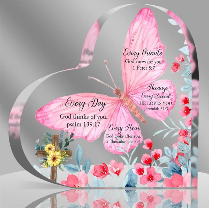 Heart Shape Acrylic Plaque Valentine's Day Gift Love Quote Keepsake for Wife Husband Couples Romantic Home Ornament