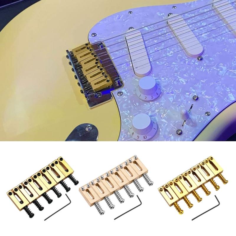 10.5mm Electric Guitar Set Tremolo Bridge Saddle Brass Flat Top Guitar Bridge Saddles with Wrench Electric Guitar Parts