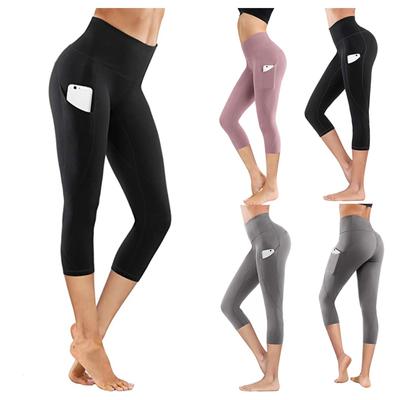 Yoga-Fitness-Leggings für Damen, Seitentaschen mit hoher Taille, enge Hosen für Outdoor-Sportarten für Damen
