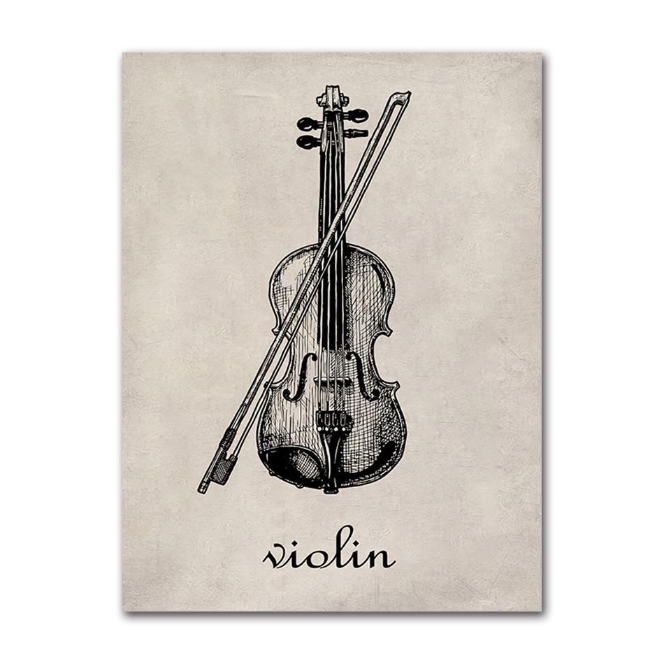 Retro Violin Piano Sheet Music Nordic Posters And Prints Canvas Painting Wall Art Pictures For Living Room Home Decor