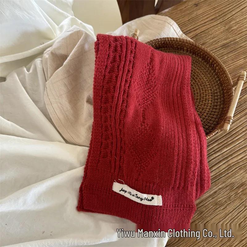 Red Series Children's Winter Scarf: Festive Knitted Neck Warmer for Boys & Girls