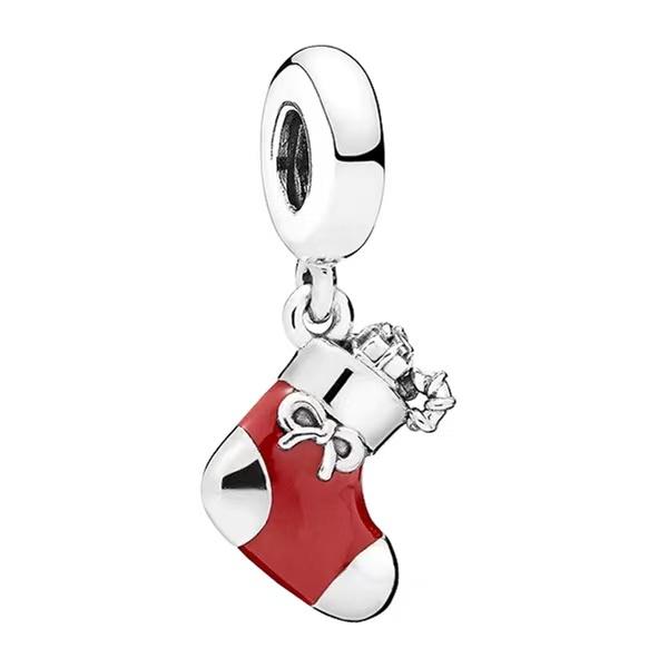 NEW Sparkling Red Series Charm Bead Clip Fit Original Silver Bracelet DIY Jewelry Christmas Gift Reindeer Motorcycle Dangle