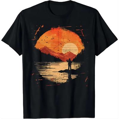Outdoor-inspiriertes Angel-Print T-Shirt Herrenbekleidung Oberteile Grafik-T-Shirts Camisas Streetwear Ropa Hombre Vintage T-Shirt