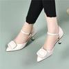Women Fashion Wine Red Light Weight Buckle Strap Stiletto Heel Shoes Lady Fashion Black Pumps for Office Career Ab673
