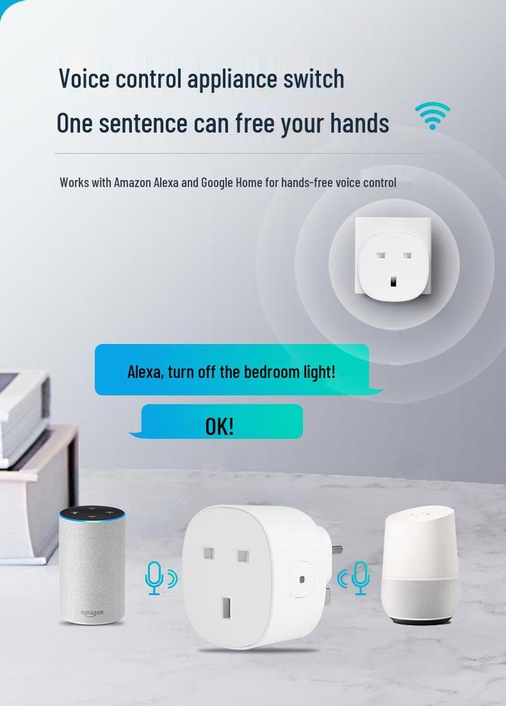 Graffiti WiFi Smart Socket: 13A UK Plug with Remote & Voice Control for Alexa