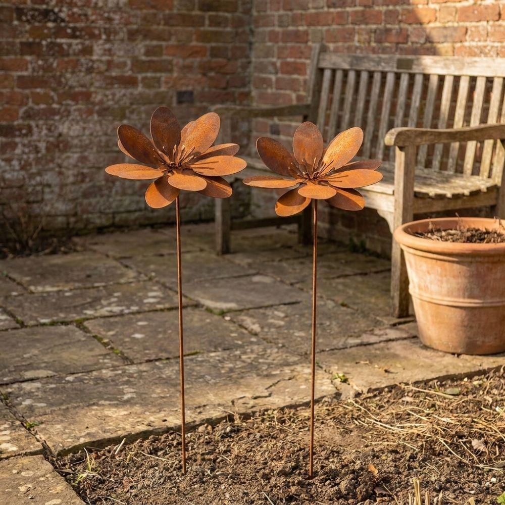 Vintage Metall Blume Pfahl Gusseisen Rustikal Pflanzen Pfähle Blumenbeet Pfahl Terrasse