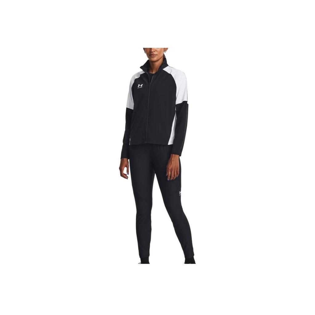 Under Armour Zip Straight Casual Long Sleeve Retro Sports Stand Collar Jacket Women jackets Black 1379447-001