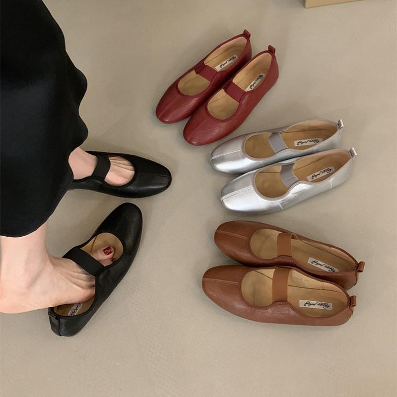 Fashion Bailamos Autumn Women Flat Shoes Fashion Shallow Slip On Ladies Elegant Boat Shoes Soft Flat Heel Dress Ballerinas Shoes Mujer