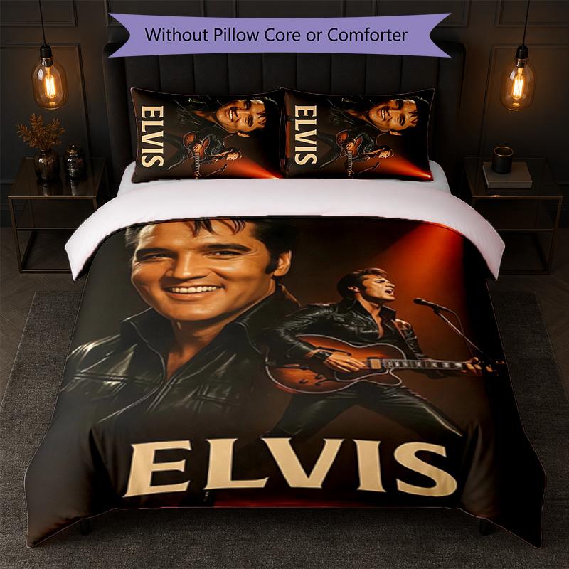 Elvis Presley Print 3Pcs Duvet Cover Set 1 Duvet Cover and 2 Pillowcases Soft Bed Linen For Household Bedroom