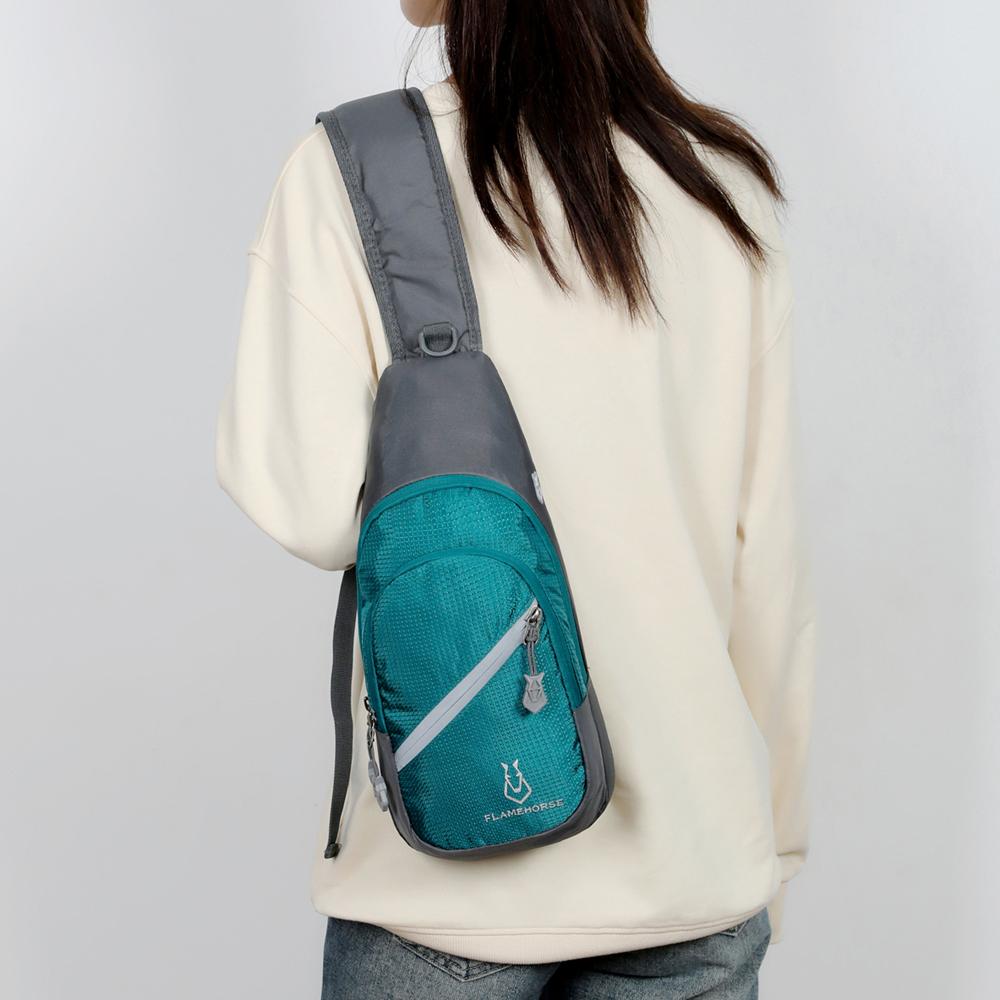 Crossbody Sling Bag Ultra-Lightweight Water Resistance Nylon Chest Shoulder Bag With Earphone Hole For Men And Women