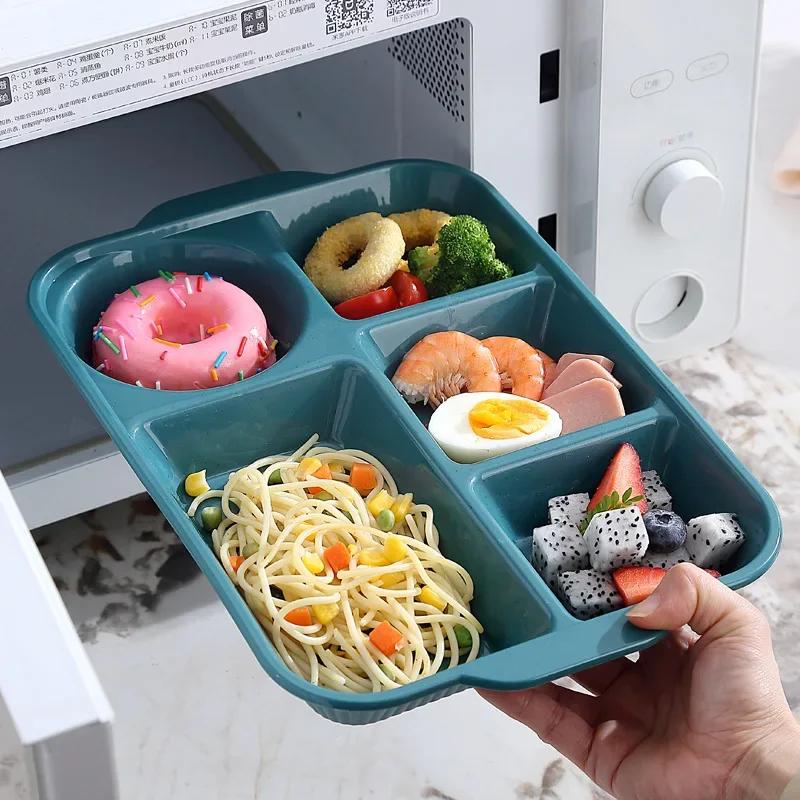 Portable 5 Grids Meal Box Food Grade PP Divided Lunchbox with Knife Fork Spoon for Adults Diet Postpartum Healthy Eating
