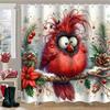 Christmas Snowy Birds Print Bathing Curtain  Bathroom Shower Curtain With 12 Hooks Bathroom Home Decor And Accessories