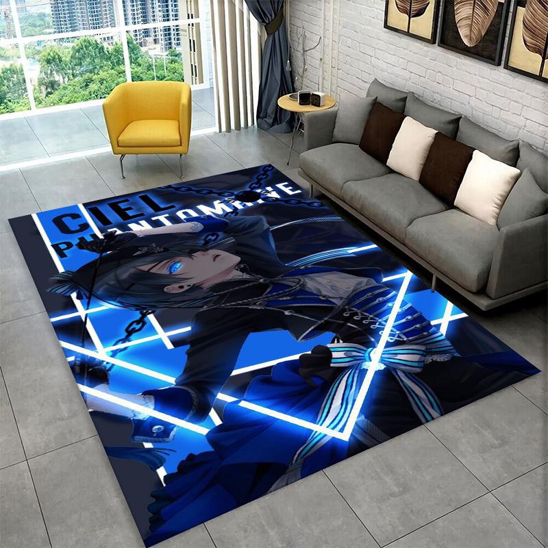 Black Butler Cartoon Anime Carpet Rug for Playroom Bedroom Living Room Sofa Home Decor,kid Game Area Rug Non-slip Floor Mat