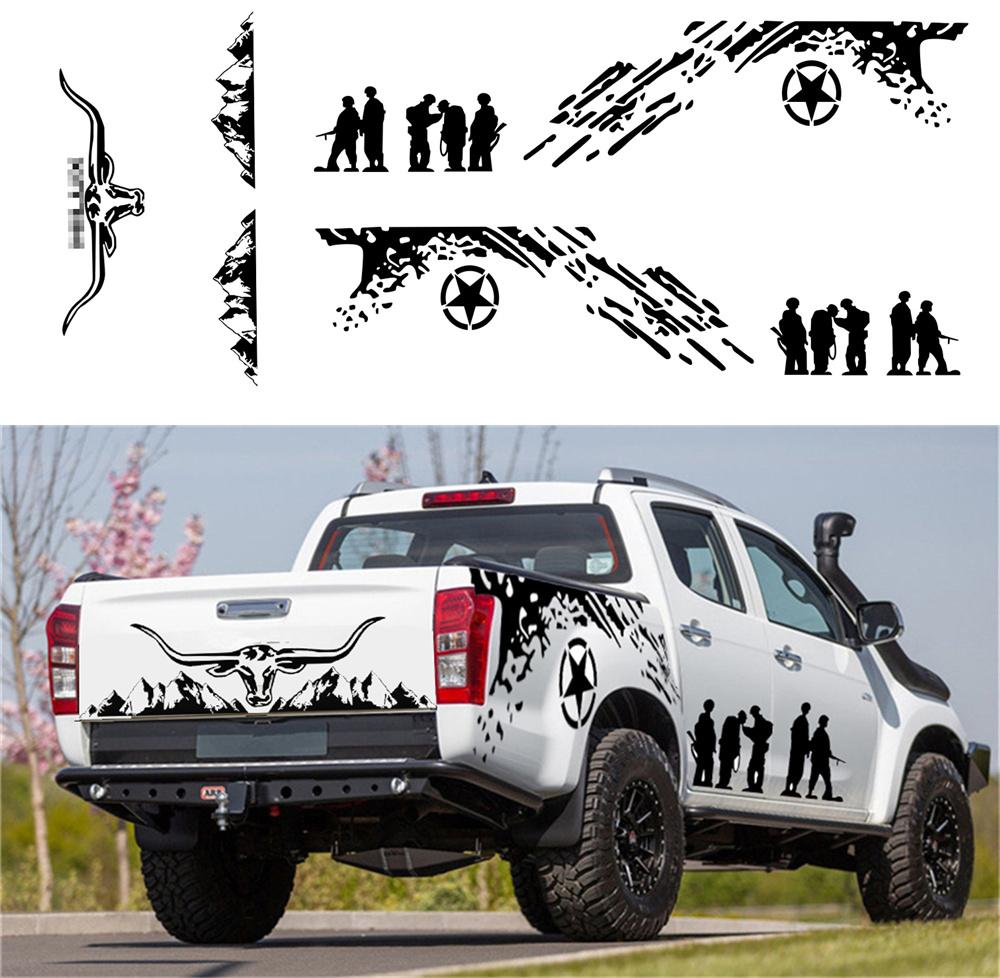 Car stickers-Pickup Five-pointed star + Soldier Cow