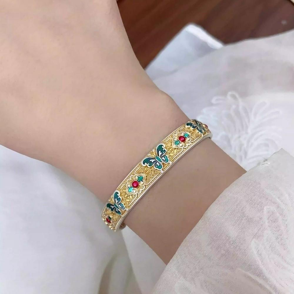 Ethnic Style Women's Hand Bracelet Traditional Chinese Cloisonne Bracelet Enamel Bracelet  Gift