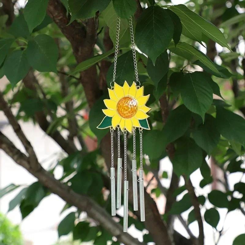 New Sunflower Boat Wind Metal Window Crafts Chimes Pendant Home Outdoor Yard Garden Decoration Windchimes Hanging Ornaments