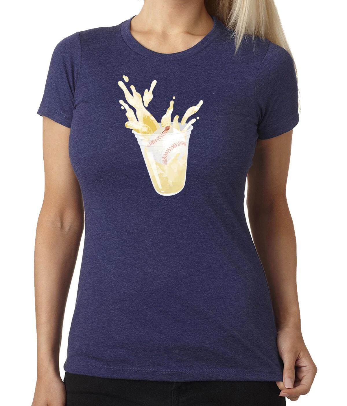 Baseball Beer Splash, Graphic SporT-Shirts, Woman s Baseball Shirt M