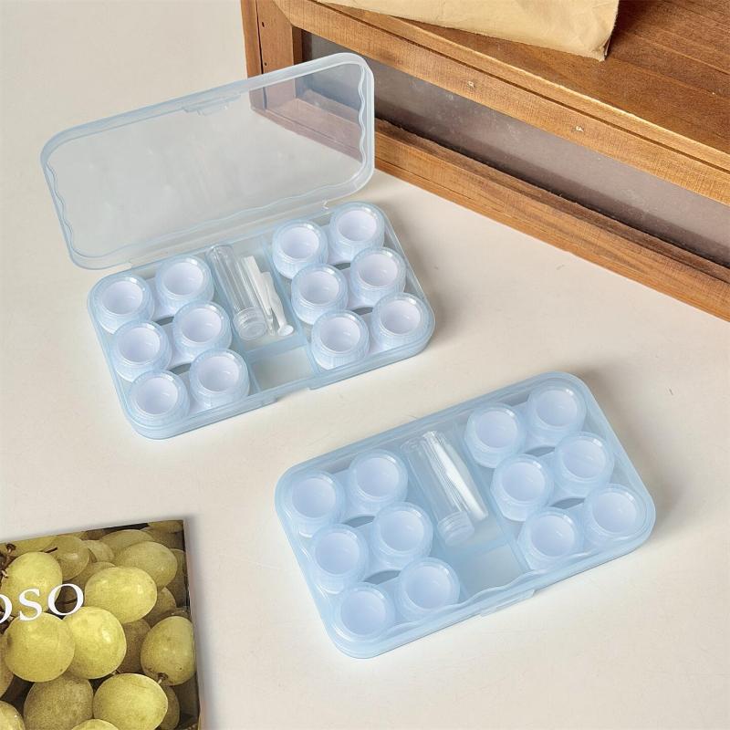 Transparent Fresh Portable Contact Lens Case Color Retro Morandi Companion Box Six Pairs Nursing Contact Lens Storage Box