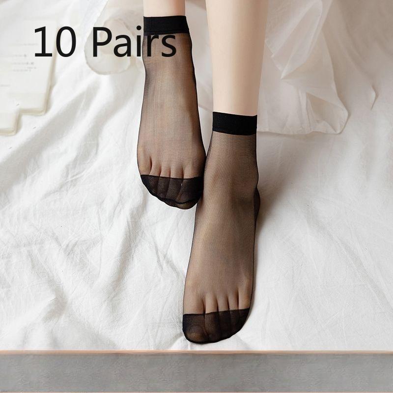10 Paar Kristall-Kurzstrümpfe für Frühling und Sommer sind ultradünn, laufmaschenfest, unsichtbar und atmungsaktiv