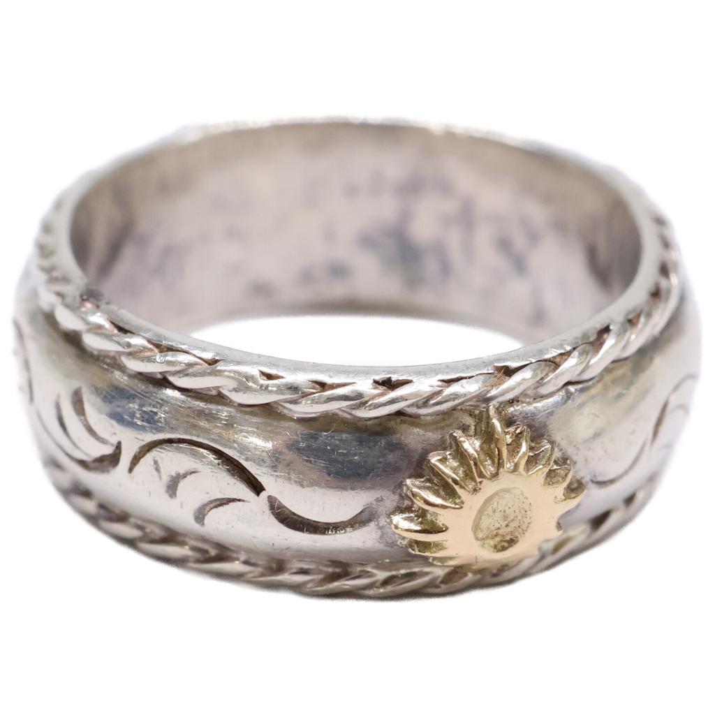 ARIZONA FREEDOM R-45a SILVER K18 Small Sun God Arabesque Ring Ring Silver / Yellow GoldUsed