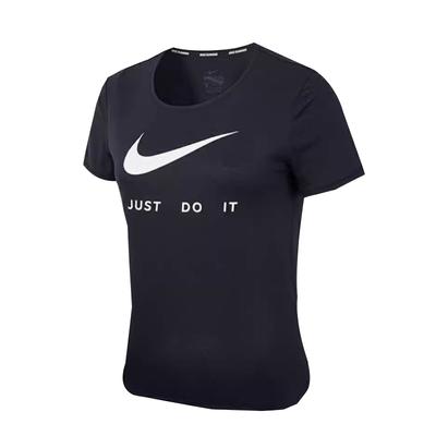 Tiesiog Daryk Tai Apvalia Kaklo Išmegztas Kvėpuojantis Trumpomis Rankovėmis T-shirt Moteriški T-shirt'ai Juodas DB4337-010