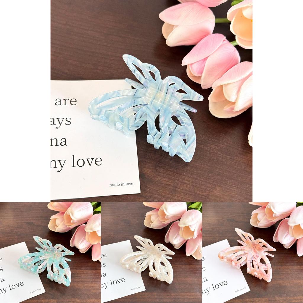 Unique Striped Acetate Butterfly Hair Claw For A Contemporary Touch To Any Hairstyle