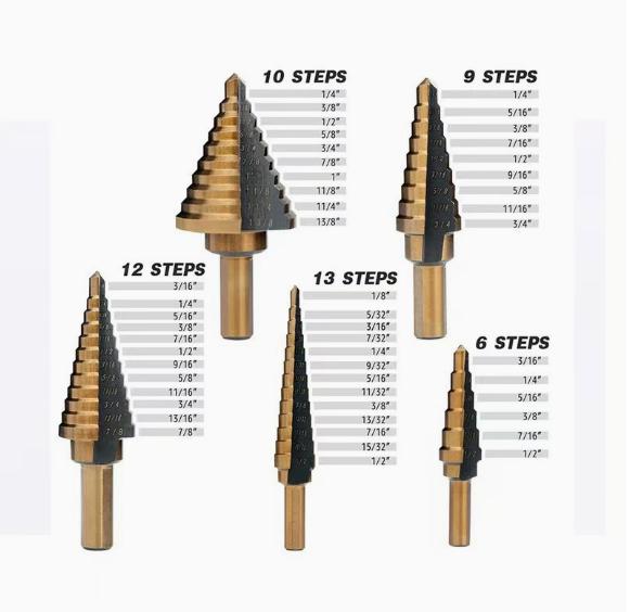Metal Wood Drilling Tool Automatic Center Punch Step Drill Bit Set Nitride Coated Metric/Inch Cone Drill Bit Hole Opener
