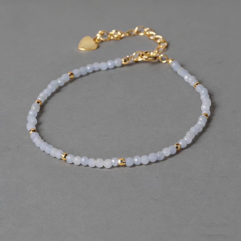 Aquamarine Star Gold Beaded Choker Necklace with Natural Stone Design