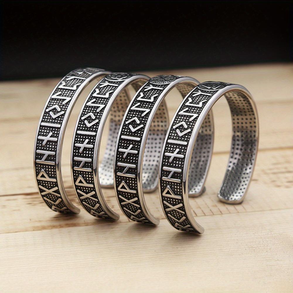 Nordic Vikings 304steel Bracelet for Men and Women, Runes Bracelet, Odin Compass, Bracelets, Fashion Jewelry