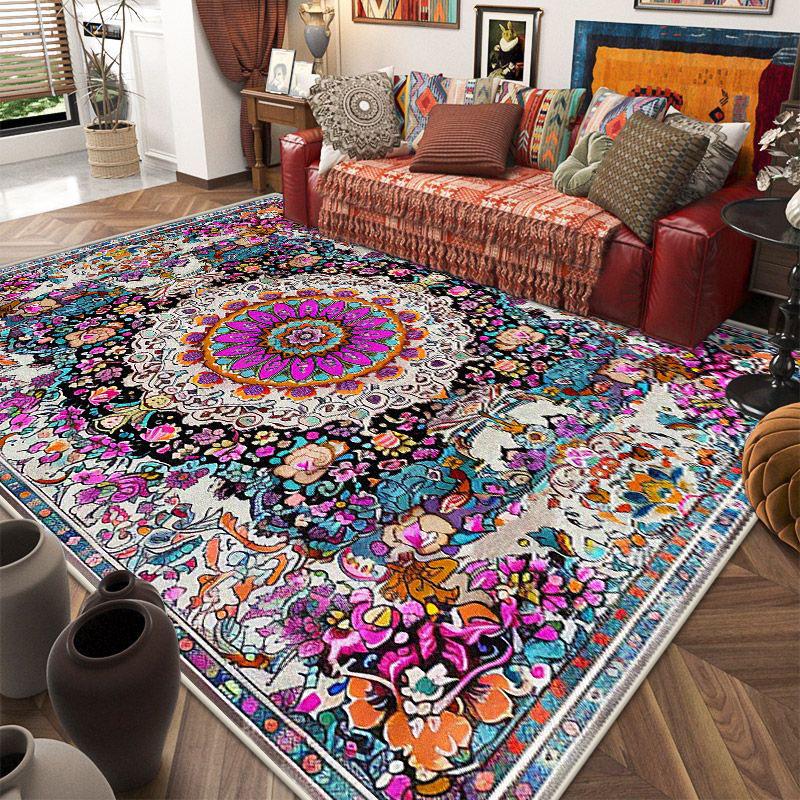 Retro American Style Persia Carpet Living Room Decoration Coffee Table Area Floor Mat Non-slip Bedroom Cloakroom Washable Rugs