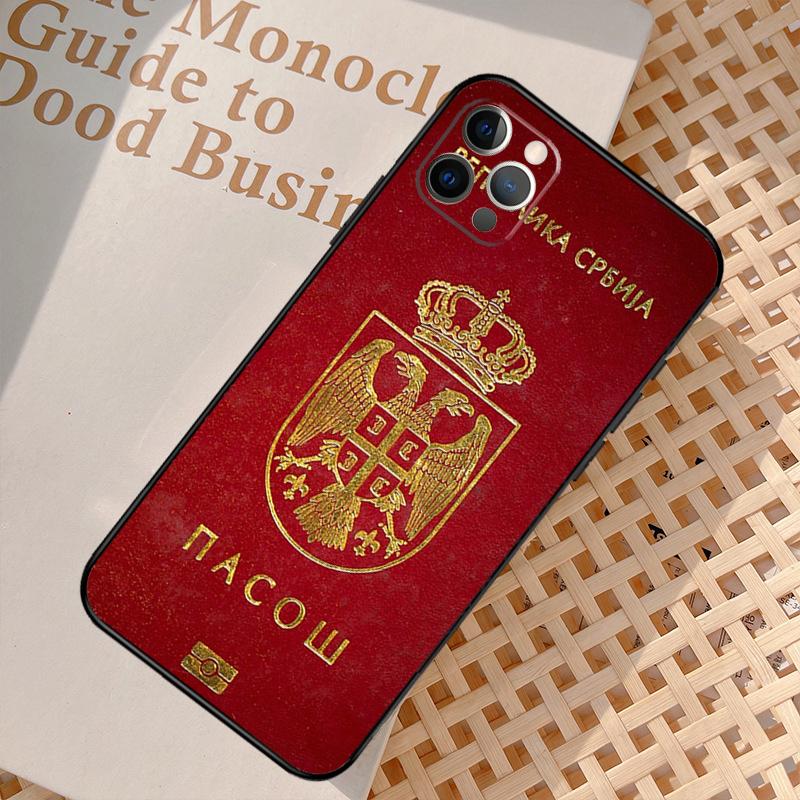 Serbian Passport Flag Phone Case For iPhone 17 Air 16 15 14 13 11 12 Pro Max 13 12 mini 15 16 Plus 16e Cover Coque