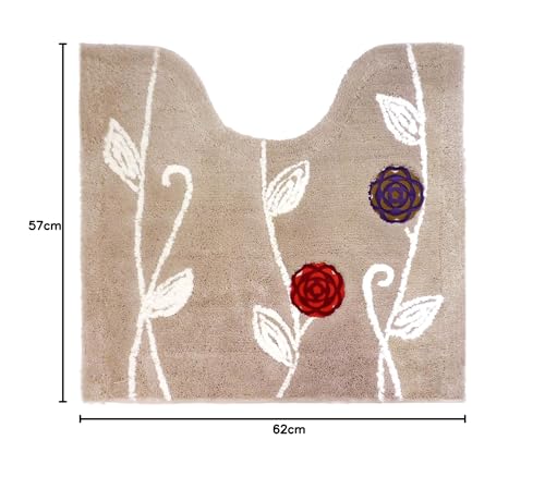 OKA Etoff Regular Toilet Mat, Approx. 57cm X 62cm, Beige (Washable, Stylish, Wide, Scandinavian Design)