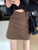 Spring 2024 Women's Pleated High-Waist A-Line Skirt: Warm, Fashionable, Short Design