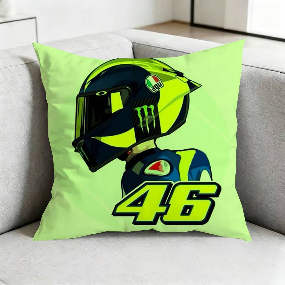 Valentino Rossi Moto Logo Square DoubleSided printed Pillow Case Bedroom Bedside Pillow Sofa Cushion Cover Gift