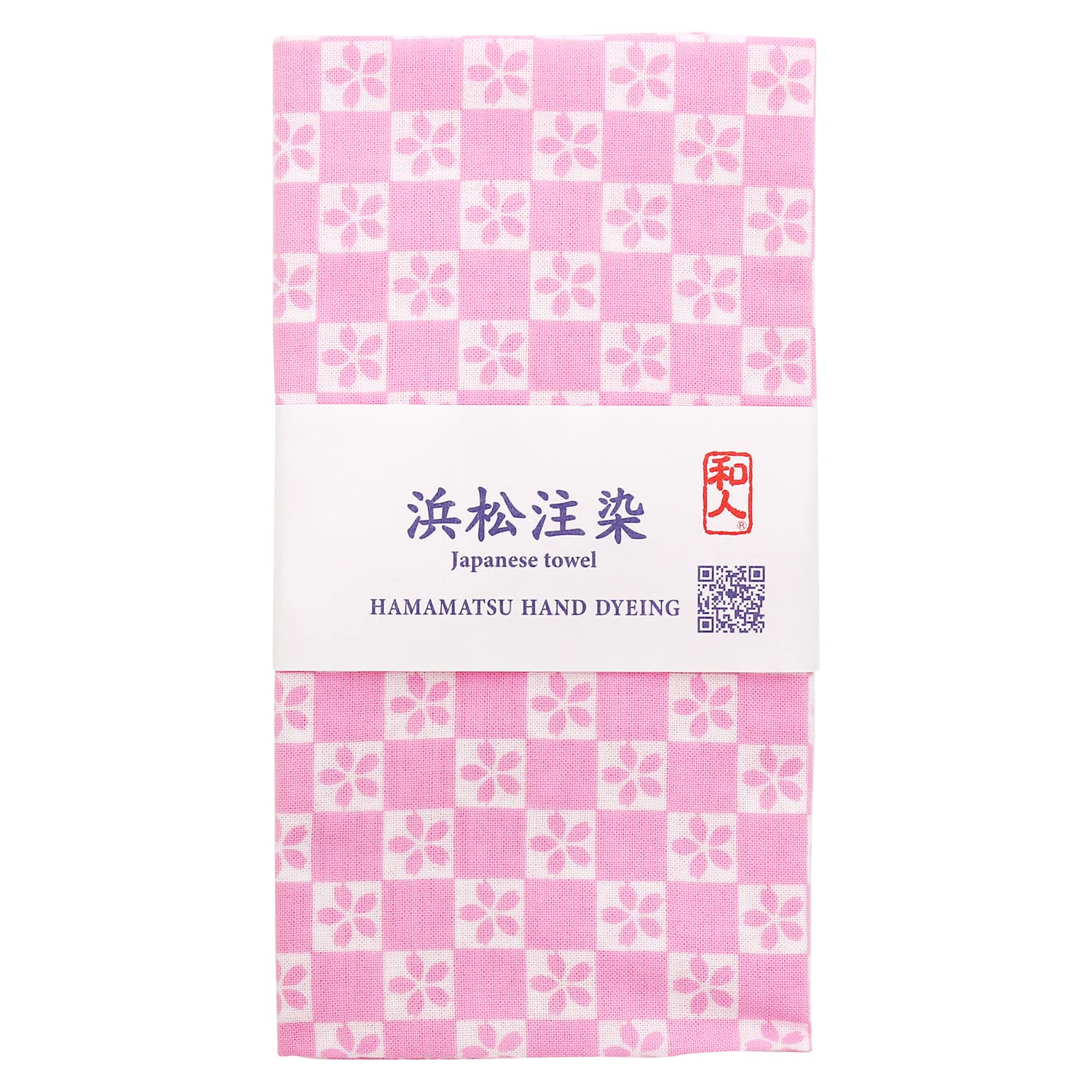

Сделано из хлопка ручной работы Традиционное крашение Хамамацу Тюсэн Цветущий розовый 34 x Ручная работа Япония, 100% полотенце, Техника, Узор «Вишневая клетка»,