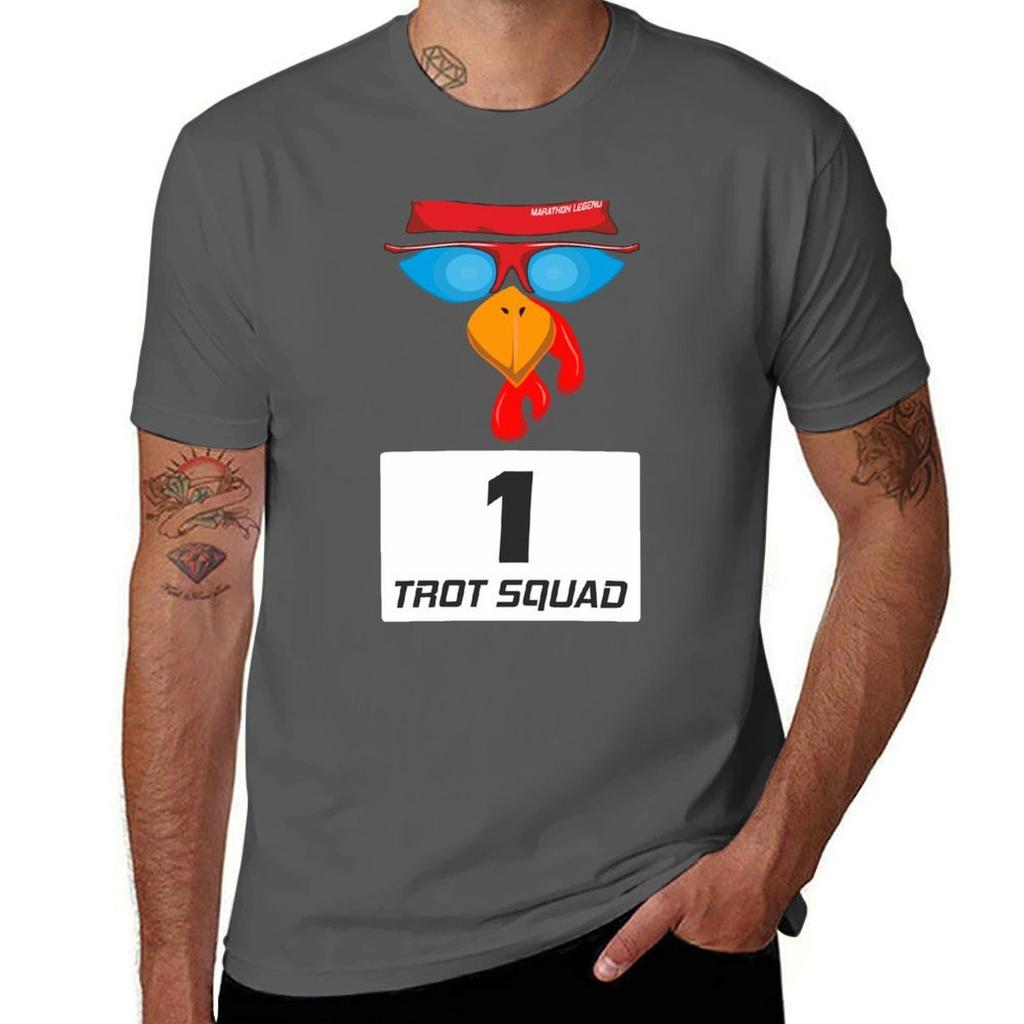 Trot Squad Nummer 1 Läufer Truthahn Thanksgiving Tag Lustiges Vogelgesicht Laufen Kostüm T-Shirt t shirts für Mann Packung Baumwolle T-Shirt