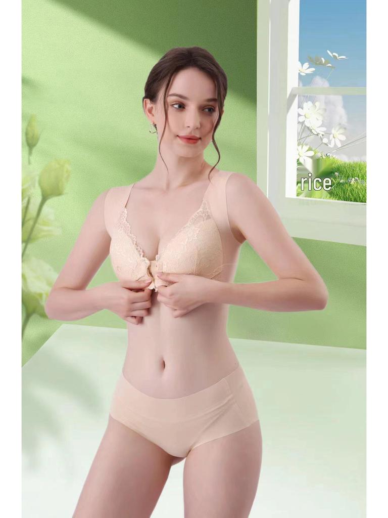 Übergröße Spitzen-Verschluss vorne Nahtloser Bügelloser BH - 3er-Set