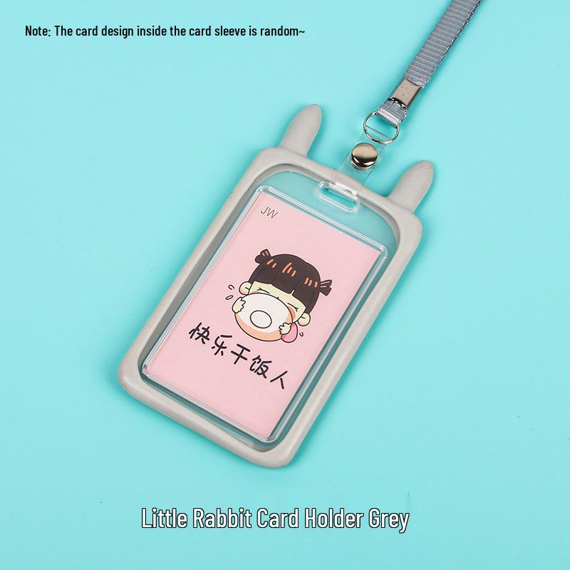 Creative Cartoon ID Card Holder with Lanyard - Cute, Transparent, and Waterproof for Students and Employees
