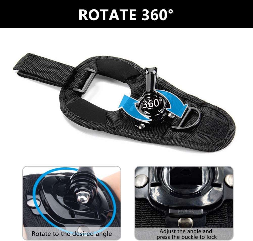 Pasek na nadgarstek do Gopro Hero 12 11 10 9 8 7 6 5 4 akcesoria do aparatu 360 stopni mocowanie paska do Go Pro YI 4K EKEN H9R SJ4000 AKASO