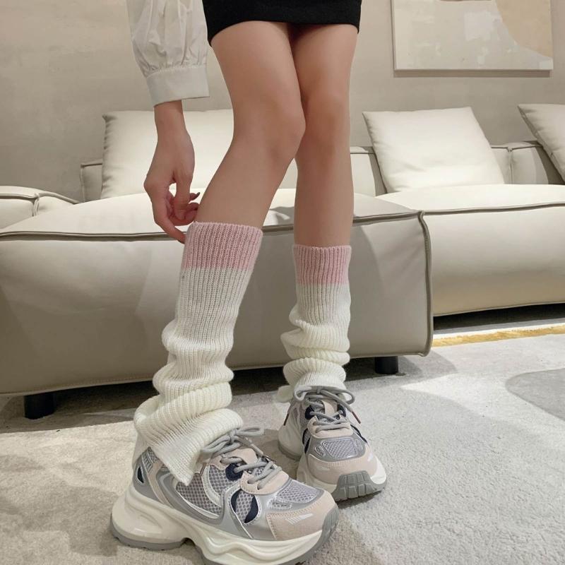 Womens Lolitas Knit Long Socks Flared Leg Warmers Harajuku Booties Socks Winter Warm Ankle Heap Socks